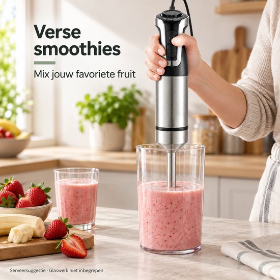 Staafmixer 800W – Regelbare Snelheid – Afneembare RVS-Mixvoet – Voor Soep, Smoothies en Sauzen – Zwart van JustCook — afbeelding 5