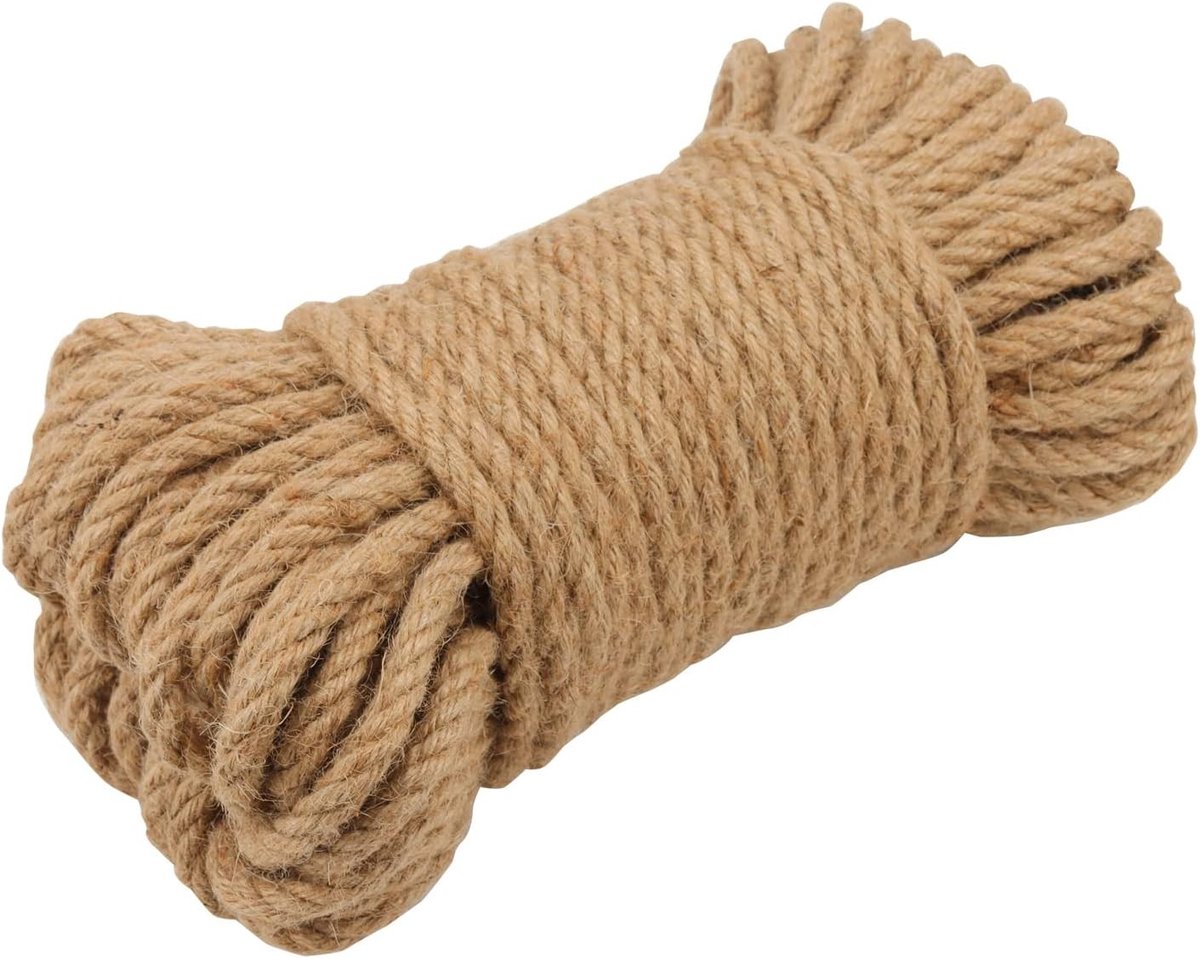 Natuurlijke Jute Touw 10mm, 40m voor Tuinieren, Decoratie en Bundelen van Voorwerpen