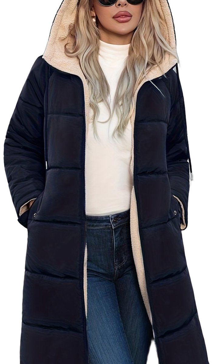 Currero Winterjas Parka Dames Lange Jas Dames Wintermantel Overjas Gewatteerd Waterdicht Winter Stijlvol Mantel Vrouwen Volwassen Diepblauw