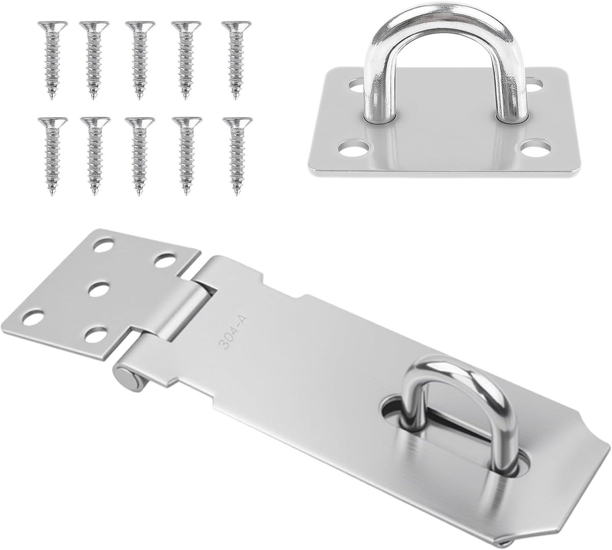 Roestvrijstalen hangslot van 5 inch met clips en schroeven voor deur, raam en kast - weerbestendig en duurzaam voor buitengebruik