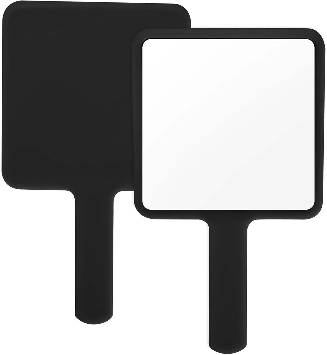 Vierkante Handspiegel met Handvat - Draagbare Make-up Spiegel, Perfect voor Scheren en Thuisgebruik, Compact en Handzaam (Zwart)