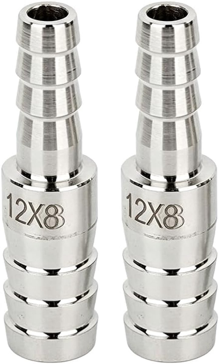 2 stuks 12 mm tot 8 mm 304 roestvrij staal weerhaak verloopstuk reparatie verbindingsstuk voor water, vloeistoffen en lucht