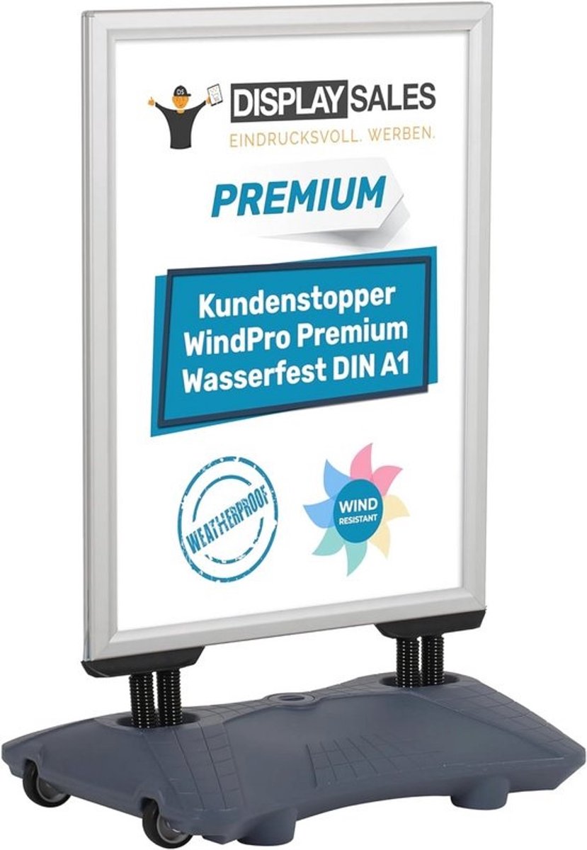 Klantenstopper WindPro DIN A1 voor Buiten - Mobiele Stoeprandstandaard met Beschermfolie