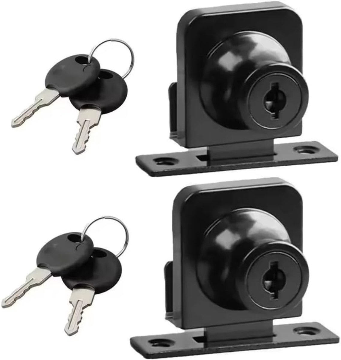 2 stuks enkel glazen kastslot, veiligheidsslot, zinklegering glazen deursloten vitrine vervangende sloten voor 5-8 mm, zwart (sleutel gelijkaardig, enkel glazen slot 407)