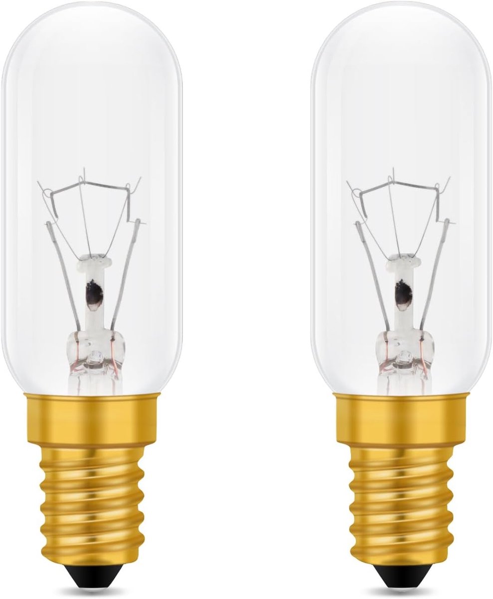 Gloeilamp voor Afzuigkap 40W Dimbaar, T25 Buislamp, Warmwit 2700K, 400 Lumen, SES E14 Edison Lamp, voor Afzuigkap, Afvoerventilator, Naaimachine, Keukenverlichting, 2 Stuks