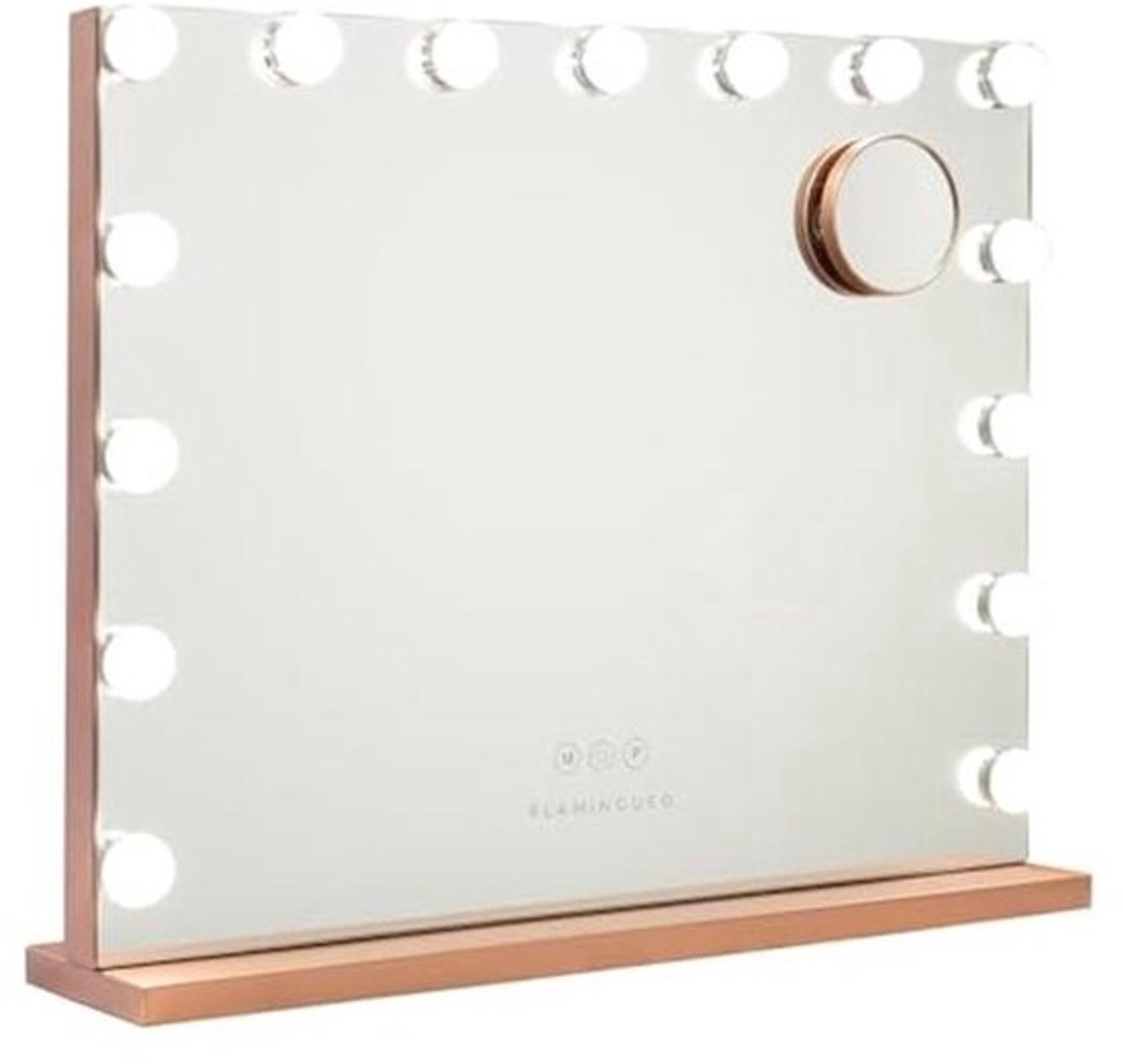 Verlichte Make-upspiegel met 15 LED's - 3 Lichtstanden - Aanraakbediening - USB Poort - Vergrotende Spiegel - Roze Goud