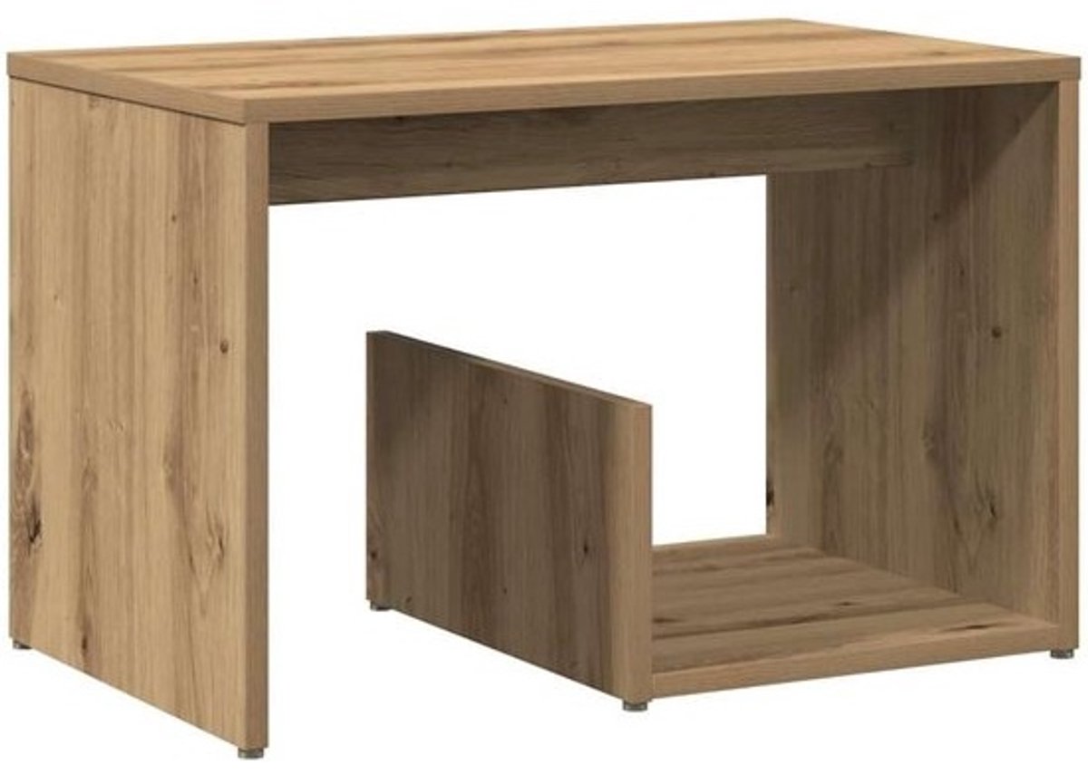 Bijzettafel Hout - Salontafel Hoektafel - Woonkamer Organiseren - Carved Wood Design - 59x36x38 cm - Oak