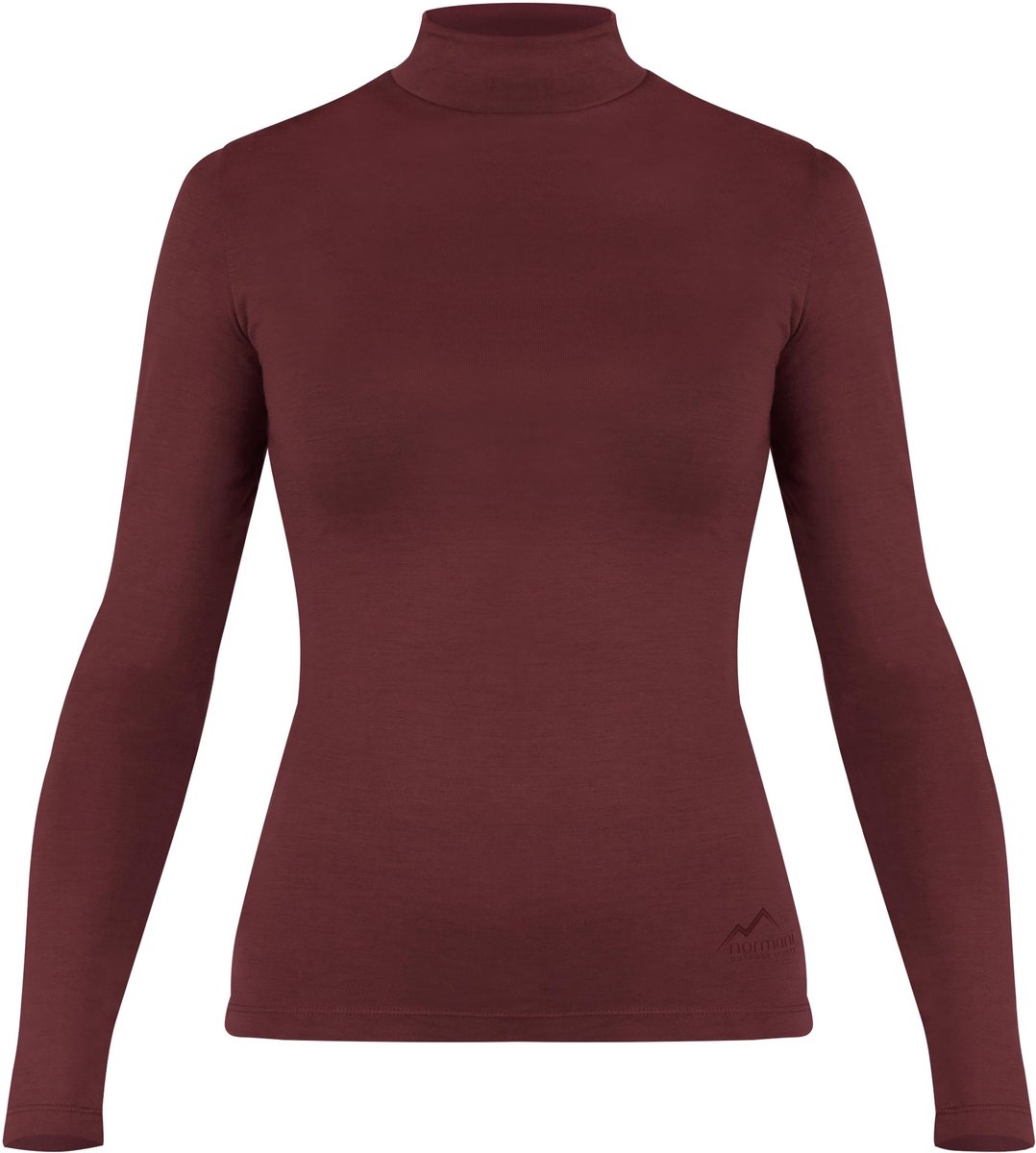 Dames-merino-shirt met lange mouwen en opstaande kraag „Romsey“ Rood