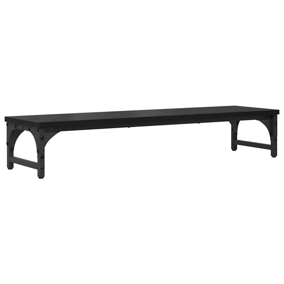 vidaXL Monitorstand - Zwart - eiken - 85 - x - 23 - x - 15,5 - cm - Bewerkt - hout Zwart eiken