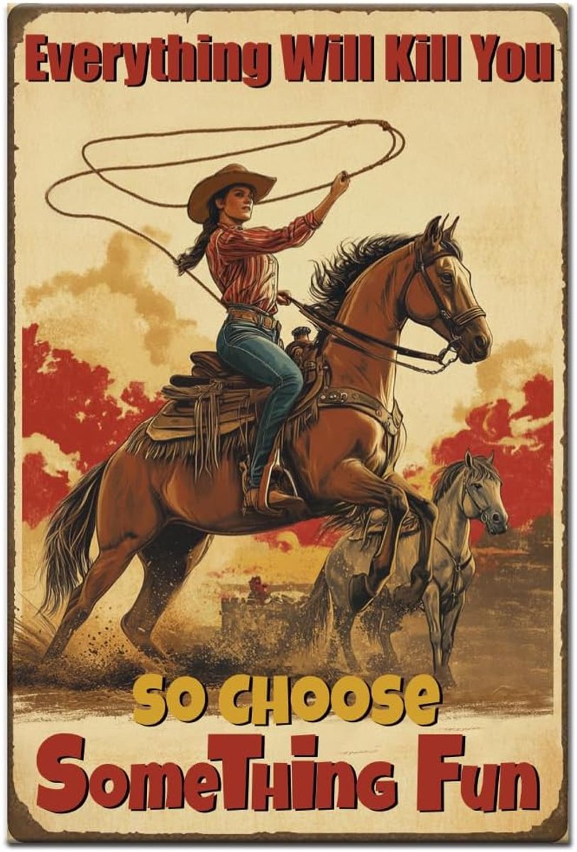 1 stuk vintage westerse cowboy poster 20 x 30 cm retro metalen tinnen borden alles zal je doden, dus kies iets leuks bord voor man, grot, bibliotheek, woonkamer, koffie, thuis,