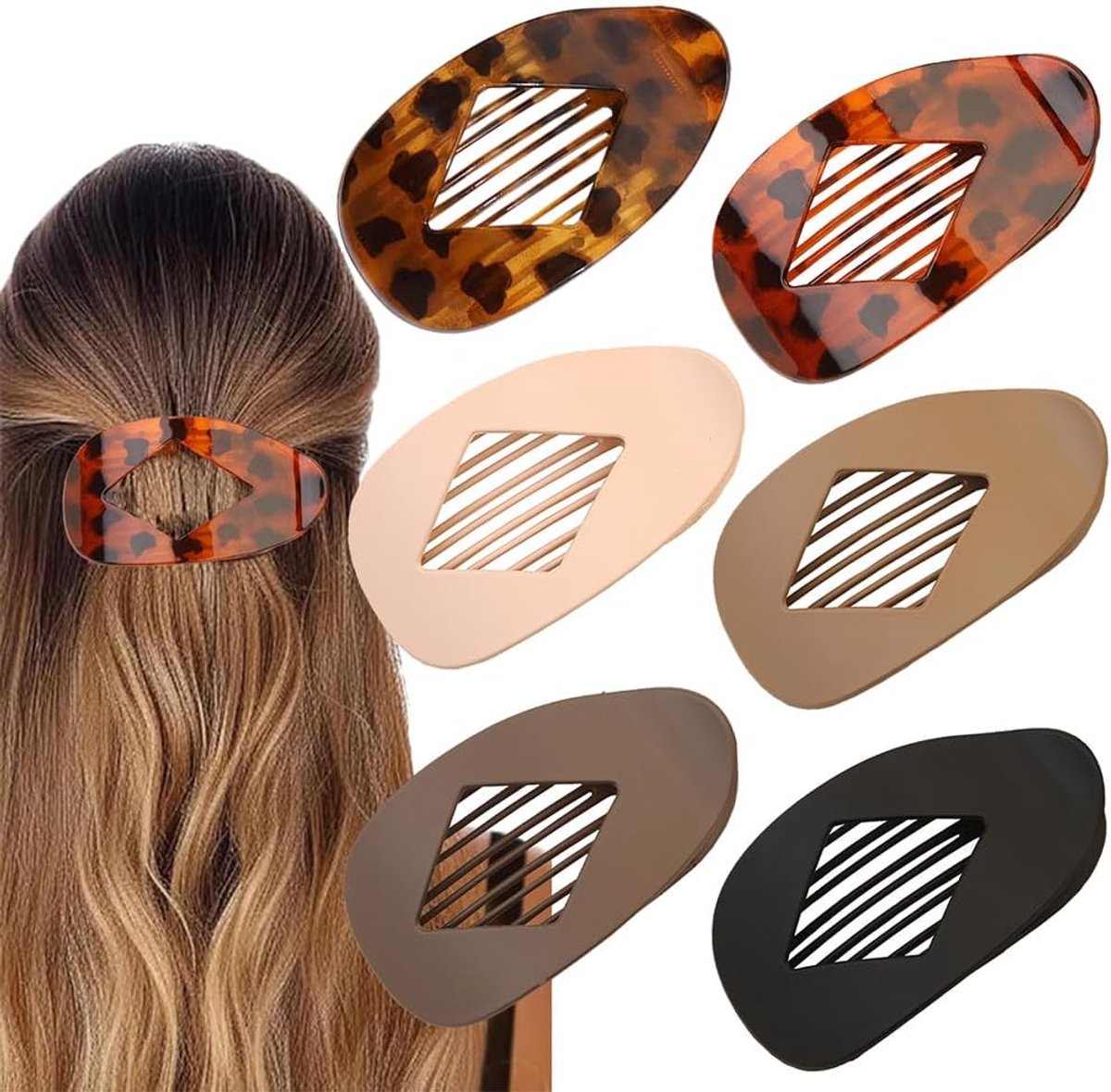 6 stuks platte haarklemmen dames haarklem platte klauw clip Franse haarspeld eendensnavel haarspeld antislip haarspelden haaraccessoires voor vrouwen meisjes (set B)