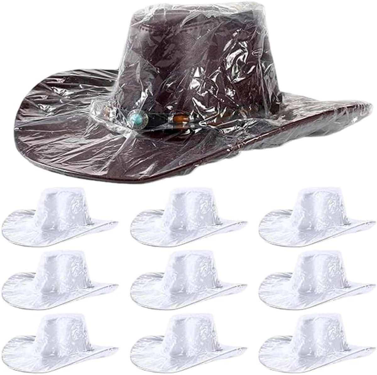 Cowboy-hoedhelm van kunststof, waterdicht, 10 stuks, stofbescherming, uniseks, reisopslag