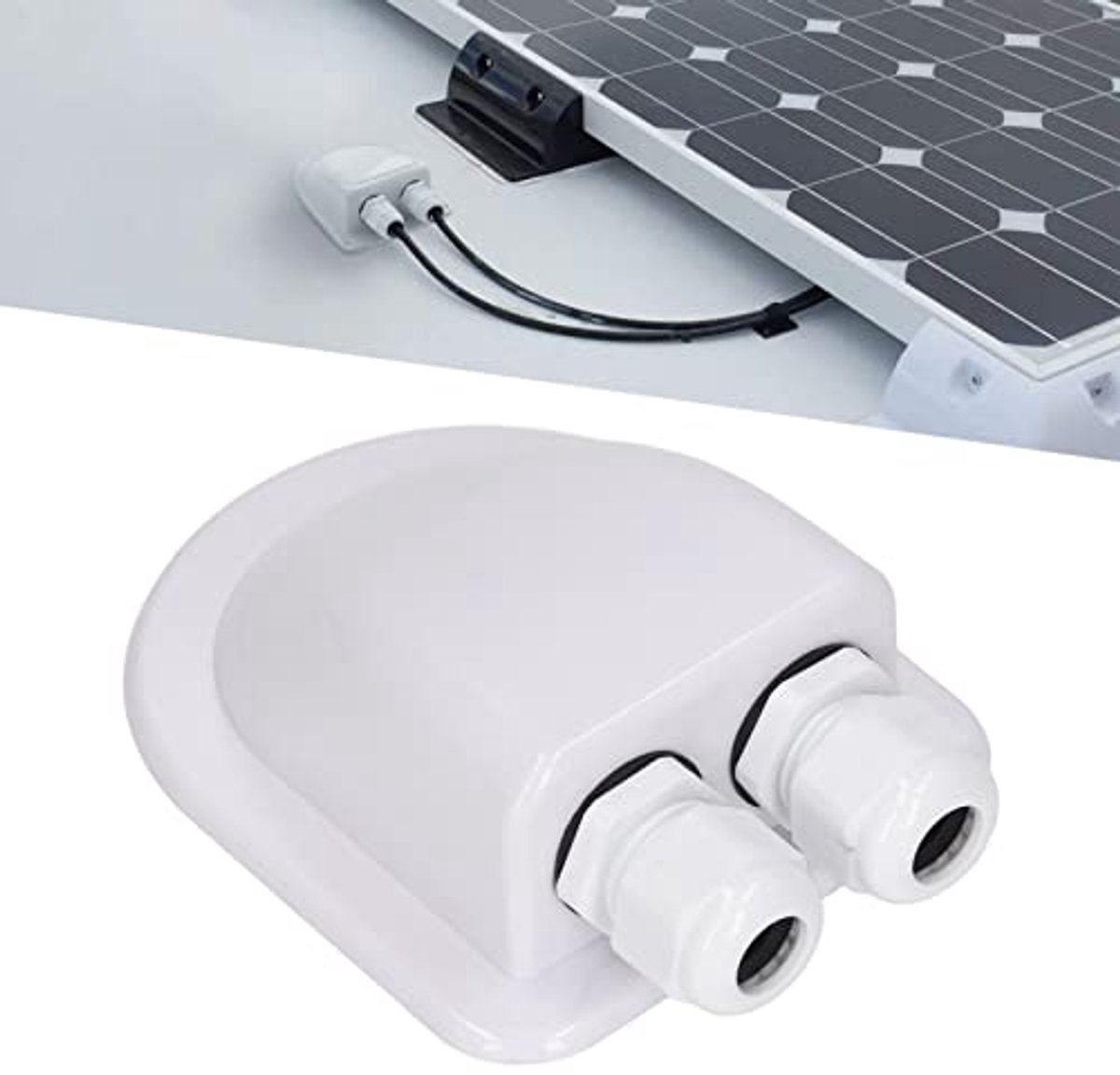 ABS-kabelaansluitdoos Waterdichte Zonnepaneelaansluitdoos Dubbele Draad Kabelinvoerwartel UV-bestendige Lijmmontage voor Caravan Jacht Platte Dakbedrading (WHITE)