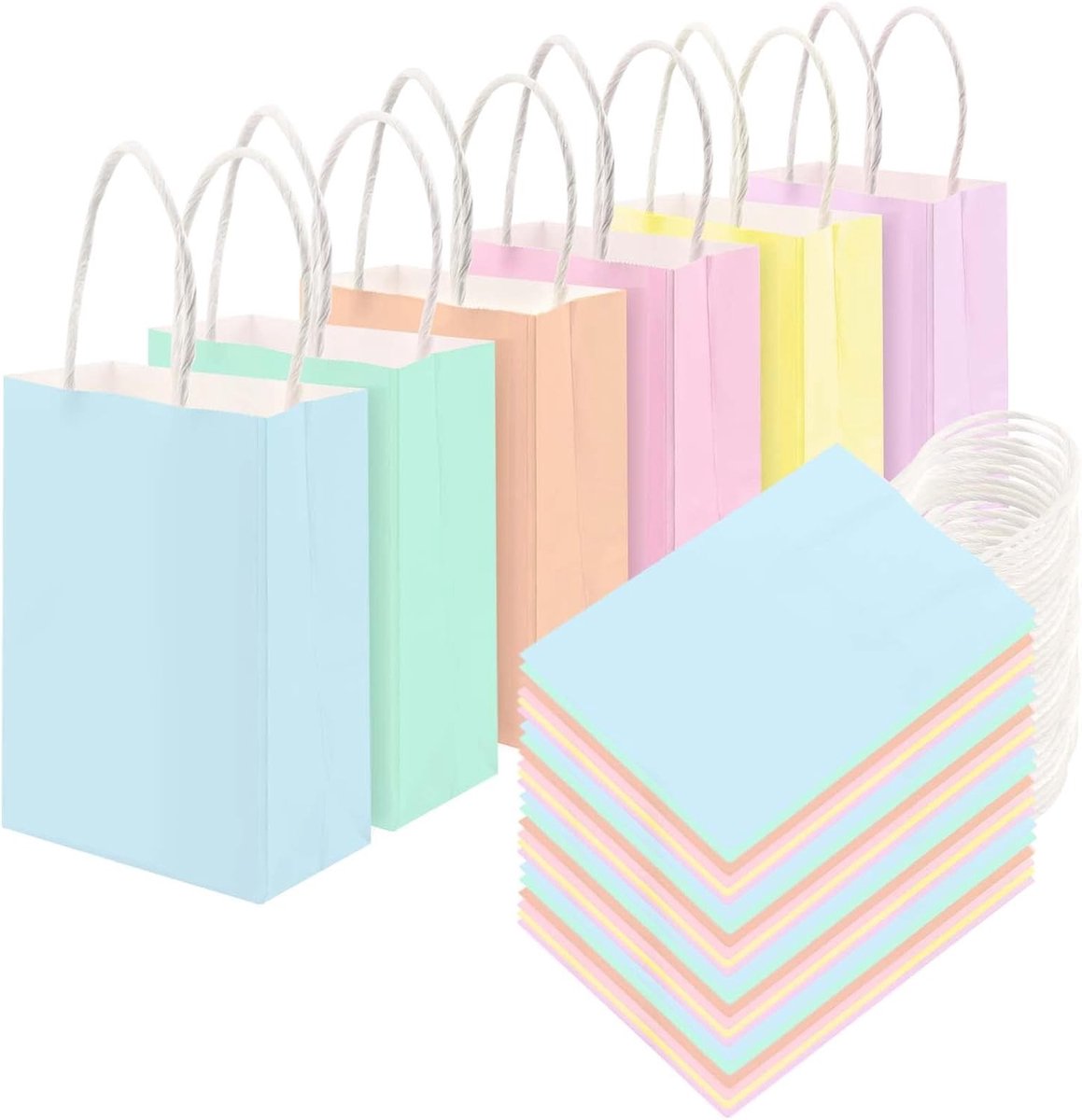 60 Stuks Papieren Feestzakjes met Handgrepen - Veelkleurige Geschenkzakken voor Kleding, Snacks en Snoep