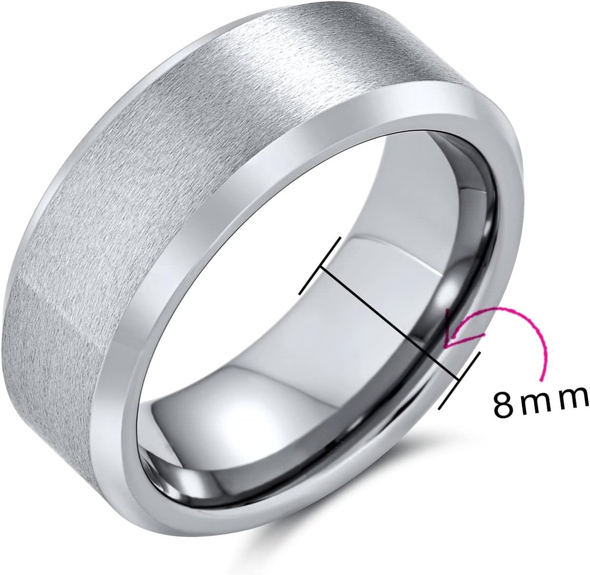 Jewelry Pas uw Ring Bruiloft Unisex Titanium Gunmetal Zwart Zilver Tone Voor Mannen Vrouwen Comfort Fit 8Mm Maat 6-14