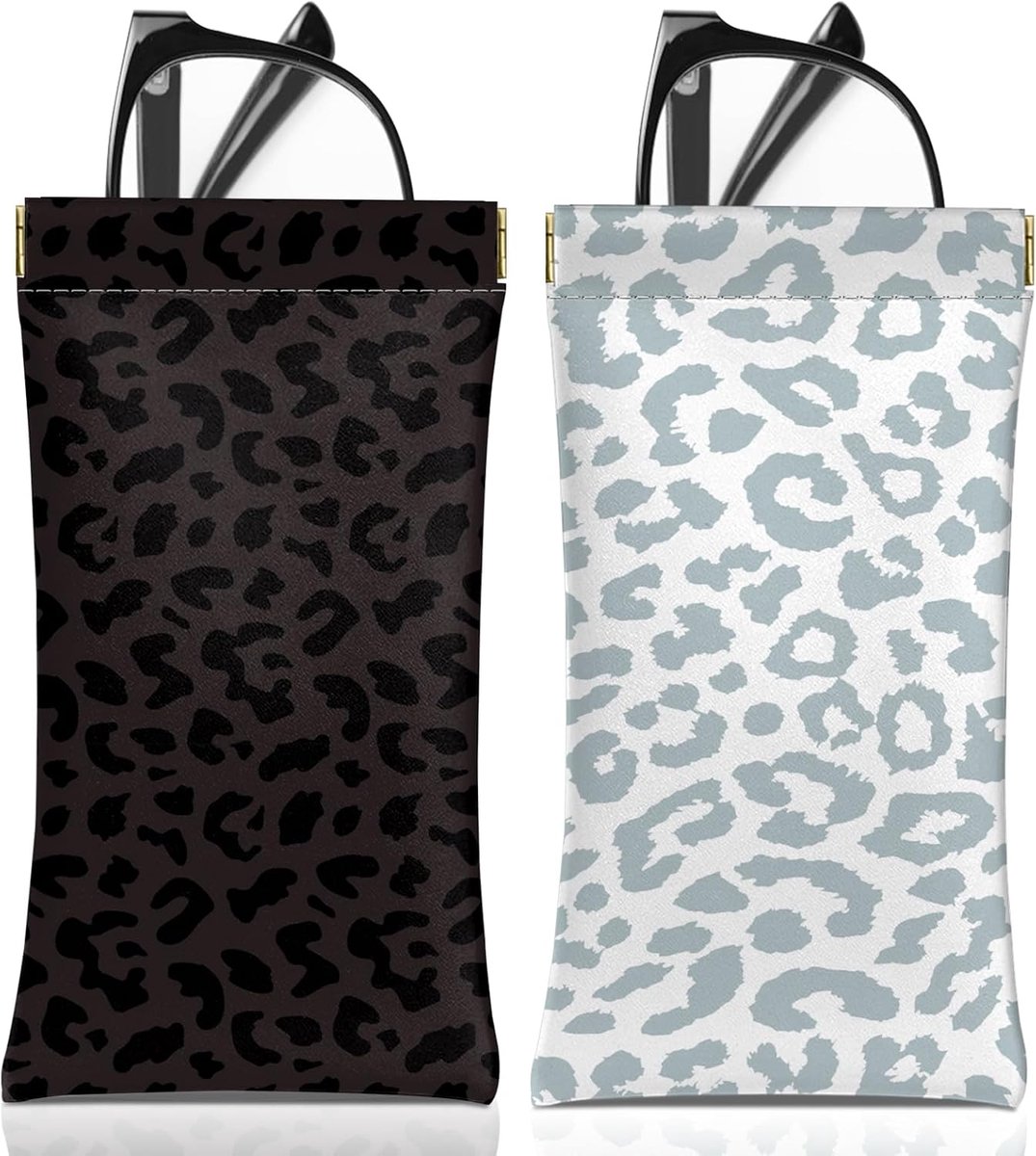 2 STKS Bril Lenzenvloeistof Zonnebril Case Pouch Zacht PU Lederen Leuke Esthetische Met Reinigingsdoek voor Unisex Vrouwen Meisjes
