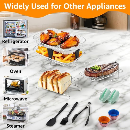 Accessoires voor Philips Airfryer Dual Basket 3000-serie 6L + 3L, 24-delige accessoireset, siliconen vorm accessoireset, grillrooster met twee verdiepingen, bakvorm, toaststandaard — afbeelding 4
