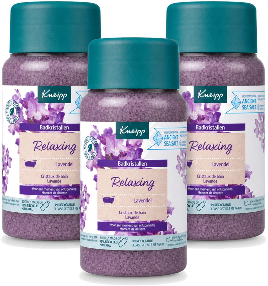 3 x Kneipp - Badzout - Badkristallen - Lavendel - 600 g - Voordeelverpakking - 3 stuks