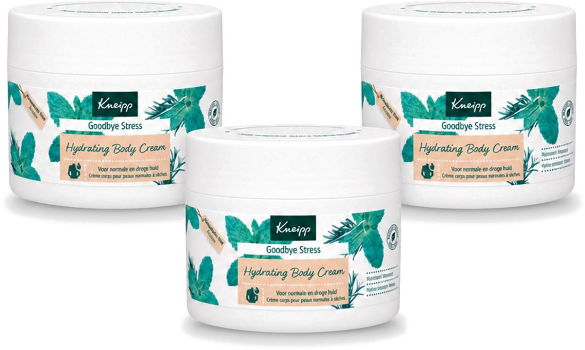 3 x Kneipp - Body crème - Goodbye Stress - Watermunt & Rozemarijn - 200 ml - Voordeelverpakking - 3 stuks