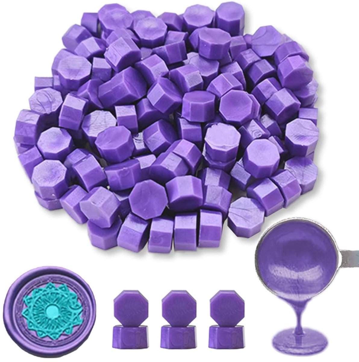Zegel kraal, ANBOSE 300 stuks Octagon Paars Verzegelende Waxparels, Wax Verzegelende Parels voor Envelop