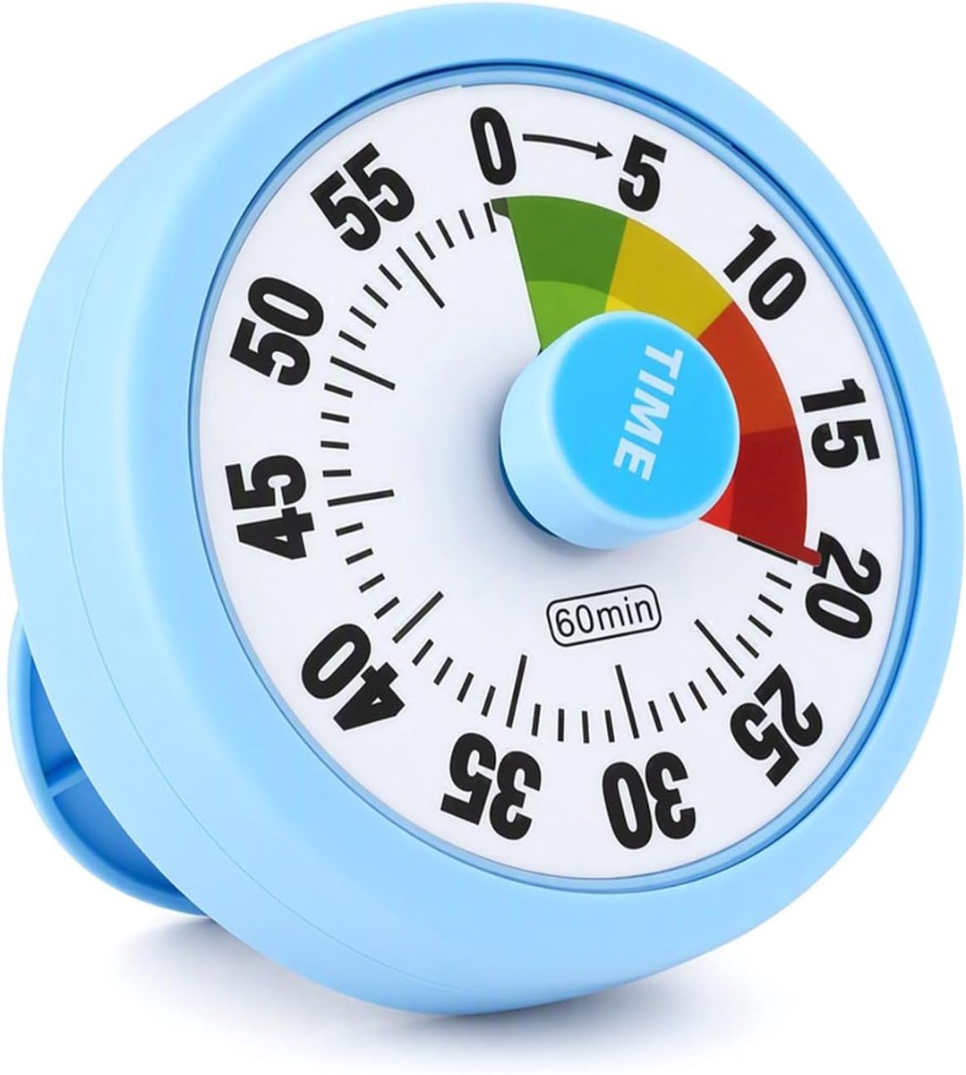 Timer 60 minuten, stil, magnetisch, grote wijzerplaat