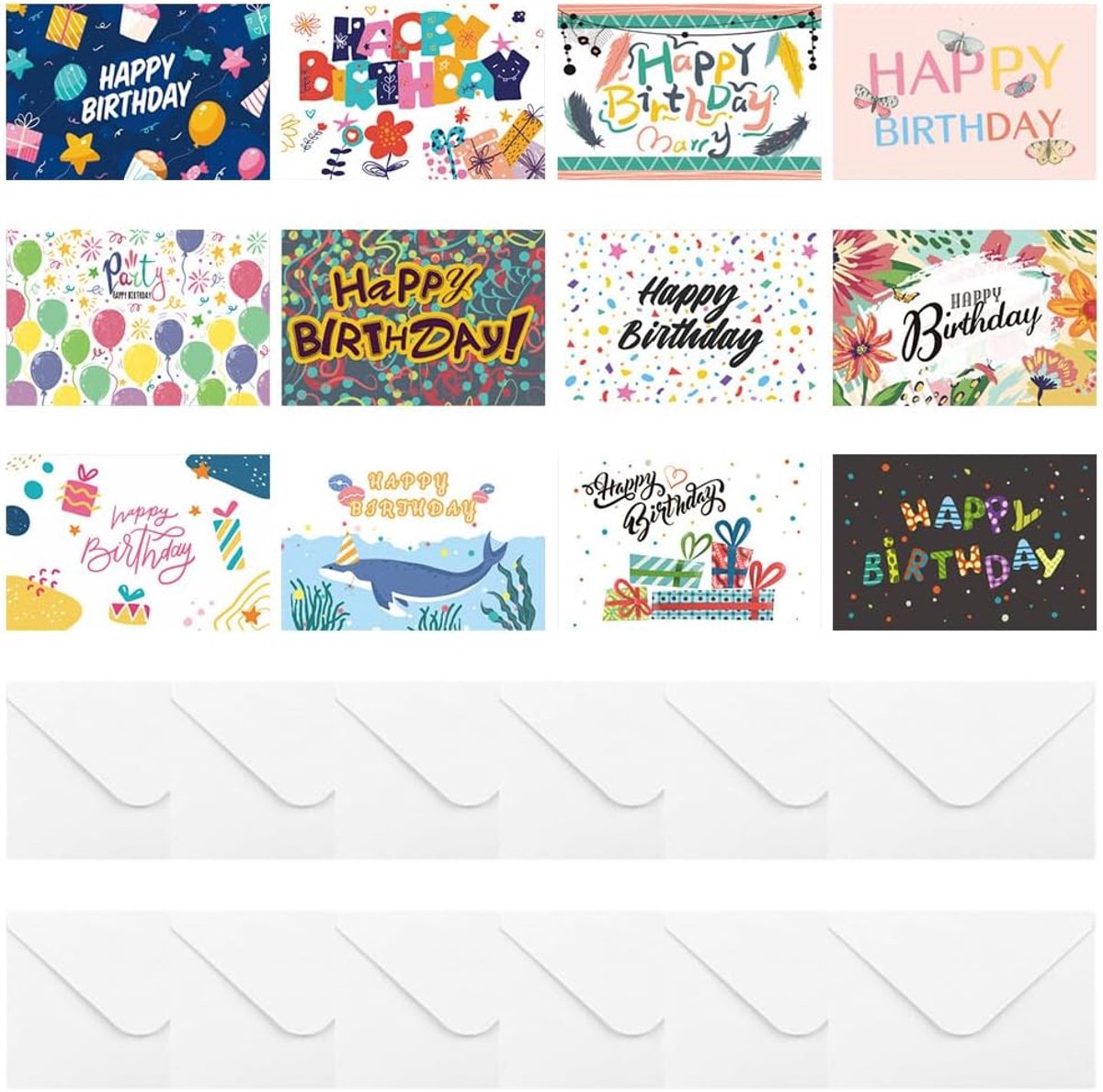 Wenskaarten, Bedankkaartjes, Kerstkaartenpakket, Kleine cadeaukaart-enveloppen, geschikt voor wenskaarten, bedankkaartjes, vakantiekarten, displaykaarten