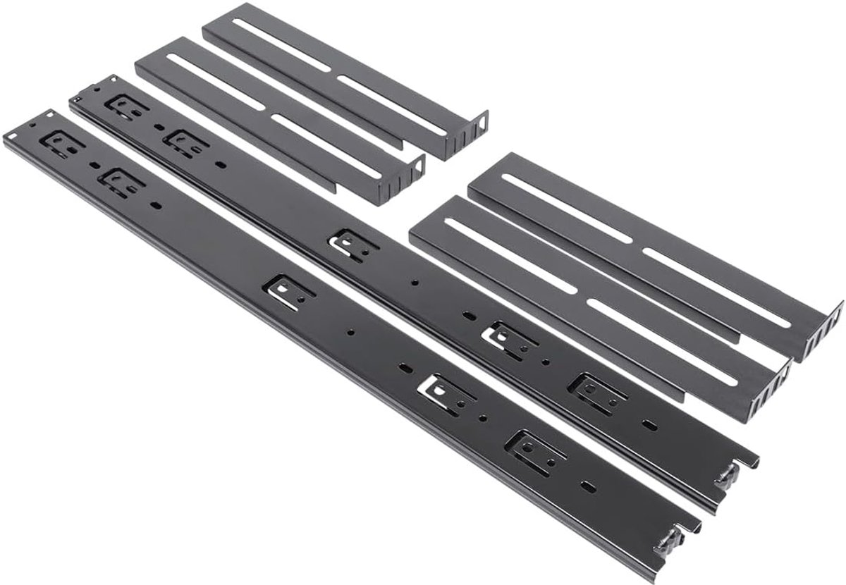 Set met twee telescopische rails, geschikt voor kasten met een achtergrond van 80 tot 100 cm en rackboxen 1U/2U/3U/4U