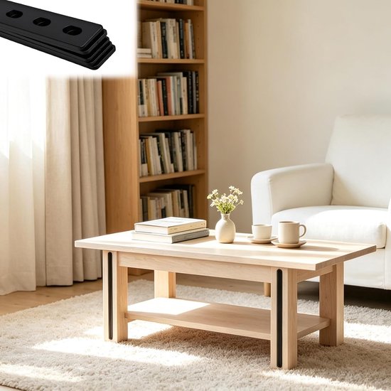 6 stuks platte verbindingsstukken met langgat, geperforeerde plaat zwart, metalen houten verbindingsplaat, metalen verbindingsplaat, plat ijzer geperforeerd met 12 gaten voor reparatie van houten — afbeelding 5