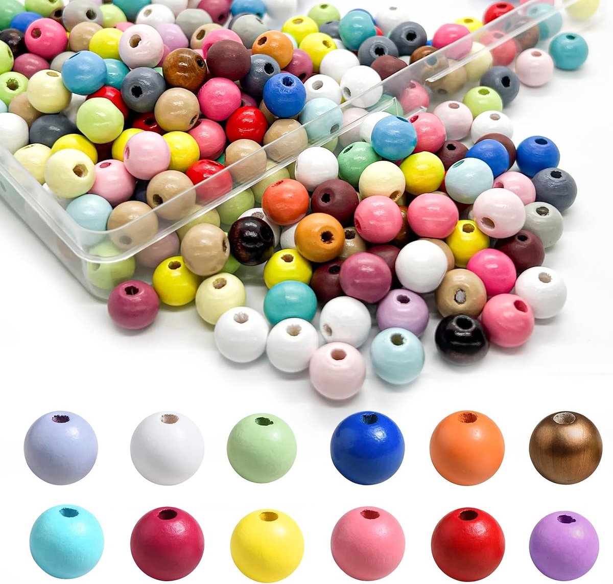 Houten kralen - Kleurrijk - 10 mm - Ronde Houten Losse Kralen voor DIY Sieraden en Creatief Handwerk