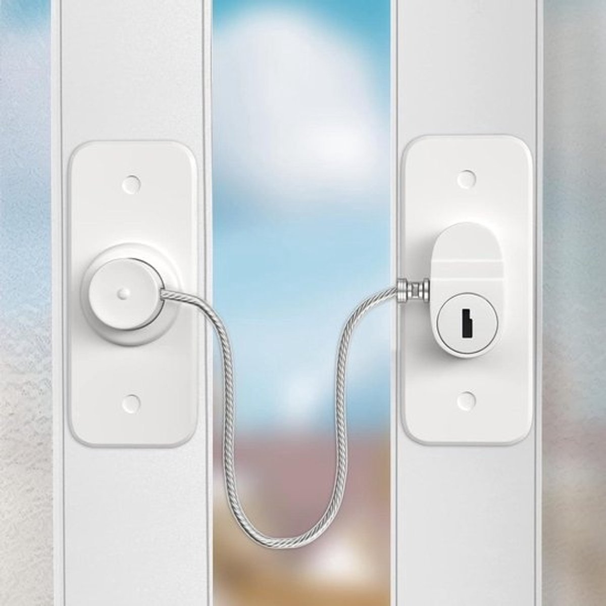 Veelzijdige Raambegrenzer Zelfklevend voor UPVC - Raamsloten Koelkastslot - Kind Huisdier Veiligheid Kabelslot - 2 Packs Window Opener for Greenhouses