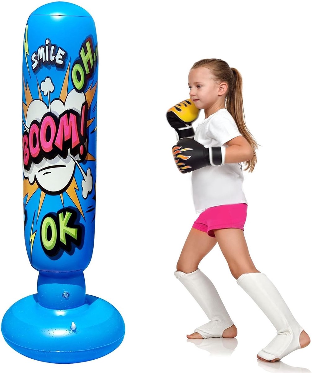 Opblaasbare Bokszak voor Kinderen en Tieners - Vrijstaande Bokszak voor Karate en Boksen, Ideaal voor Thuisgebruik en Sporttraining