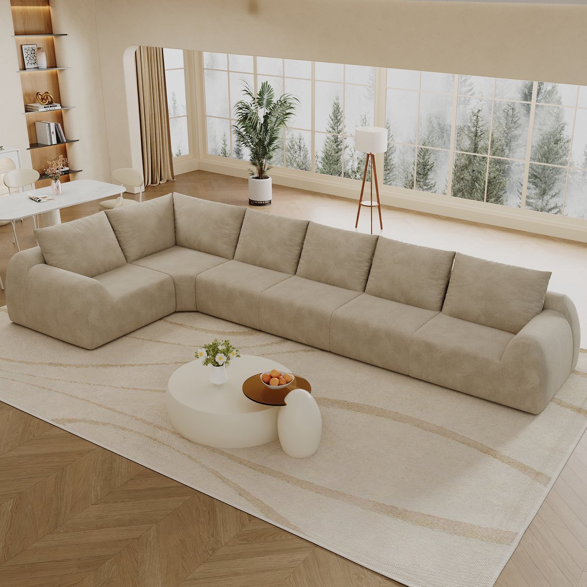MODENUIT Hoekbank 401 x 200 cm - L-vormig - Voor Woonkamer, Slaapkamer En Appartement - Chenille Khaki