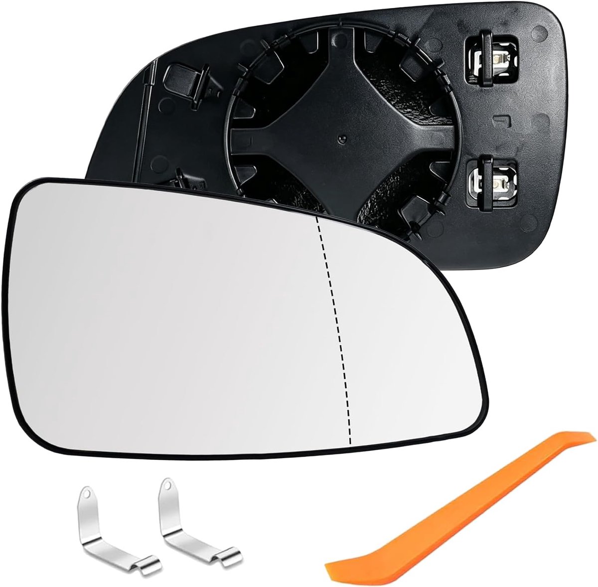 Achteruitkijkspiegel rechts O-pel Astra H 2004-2009 verwarmd | Passagierszijde, condensvrij en vorstbestendig, metalen clips en hendel inbegrepen, krasbestendig en uv-bestendig HD-glas