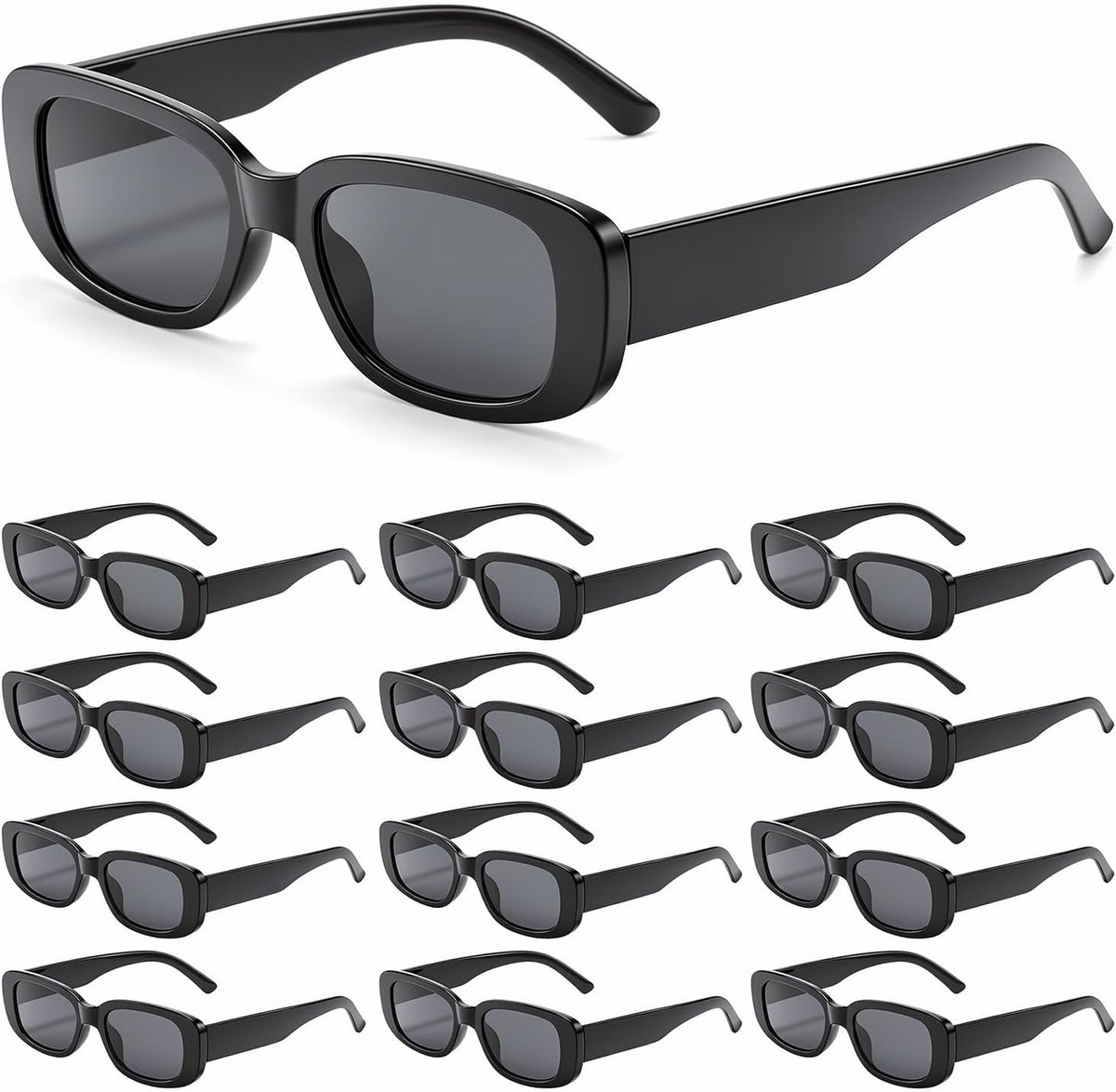 Zonnebrillen voor dames, zwart, vintage, zonnebril, smal, rechthoekig, jaren 90, trendy zonnebrilset, zonnebril, rave-bril voor dames