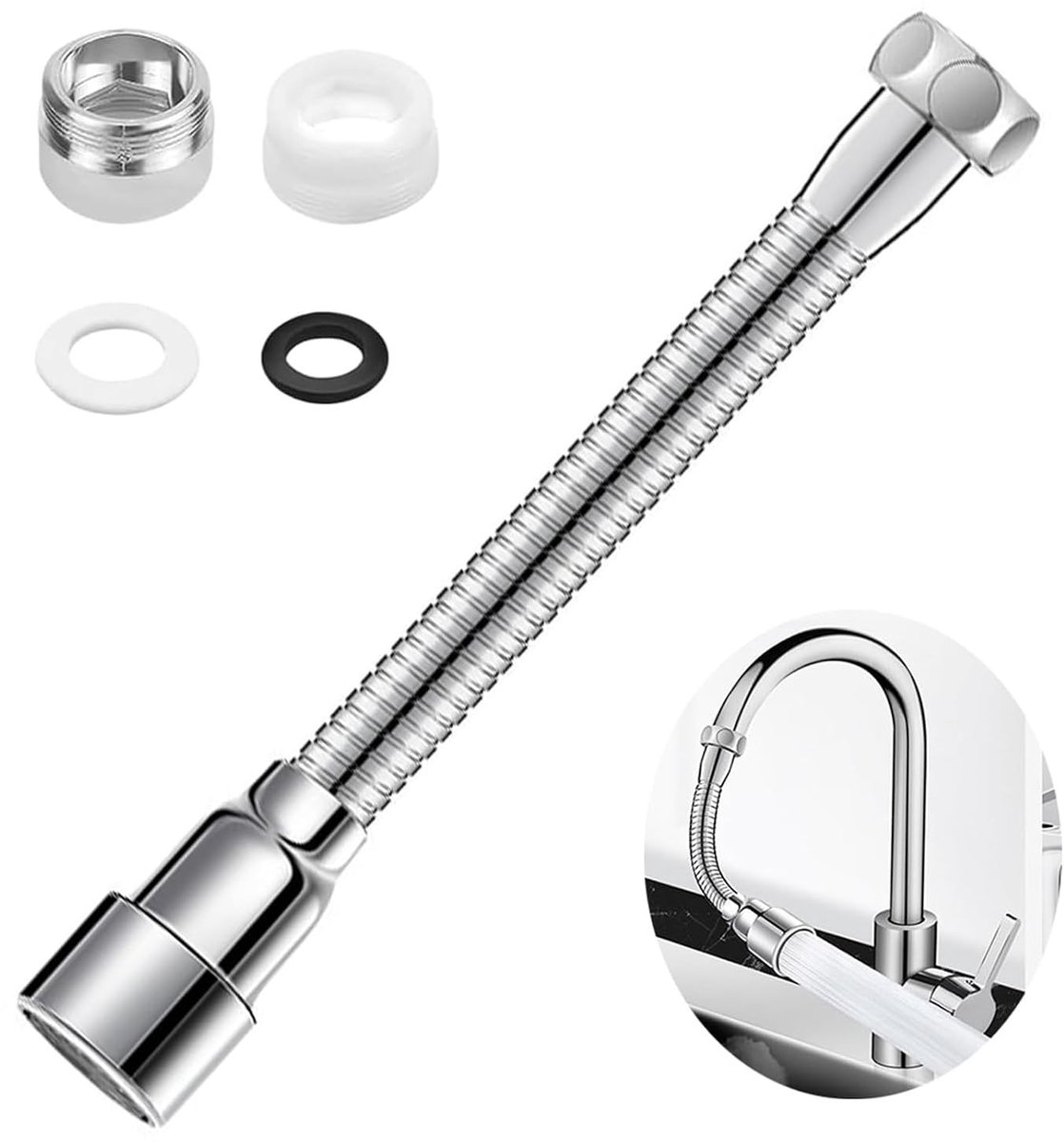 kraanverlenging van 14 cm, kraanverlenging voor de keuken, draaibare kraanverlenging, spatwaterdicht, voor keuken en badkamer