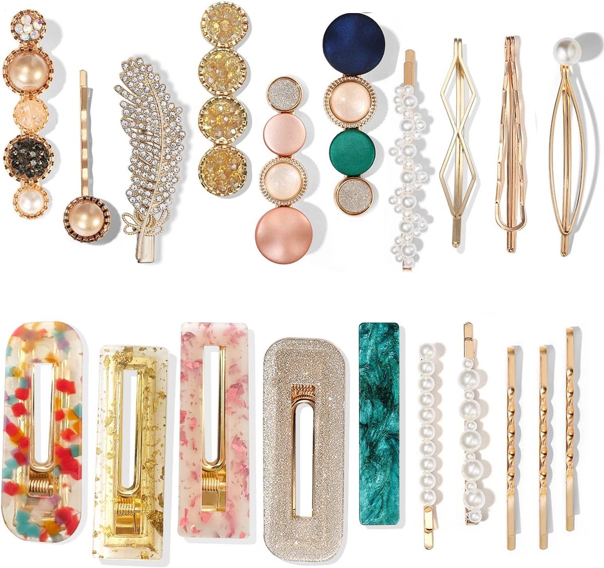 20 stuks Macaron Parel Acryl Hars Metalen Mode Haarspeldjes Set, Handgemaakte Leuke Haarspeldjes Bobby Pins Metalen Haarspeld Haaraccessoires Hoofddeksels, Geschenken voor Vrouwen Meisjes