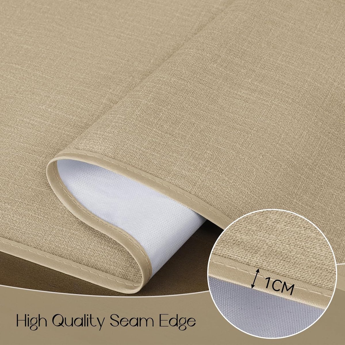 Tafelkleed met zoom, linnenlook, outdoor, weerbestendig, waterdicht, tuintafelkleed, voor buiten, zomer, ambachtelijke tafel, picknick, feest, natuurlijk linnen, 240 x 140 cm, beige