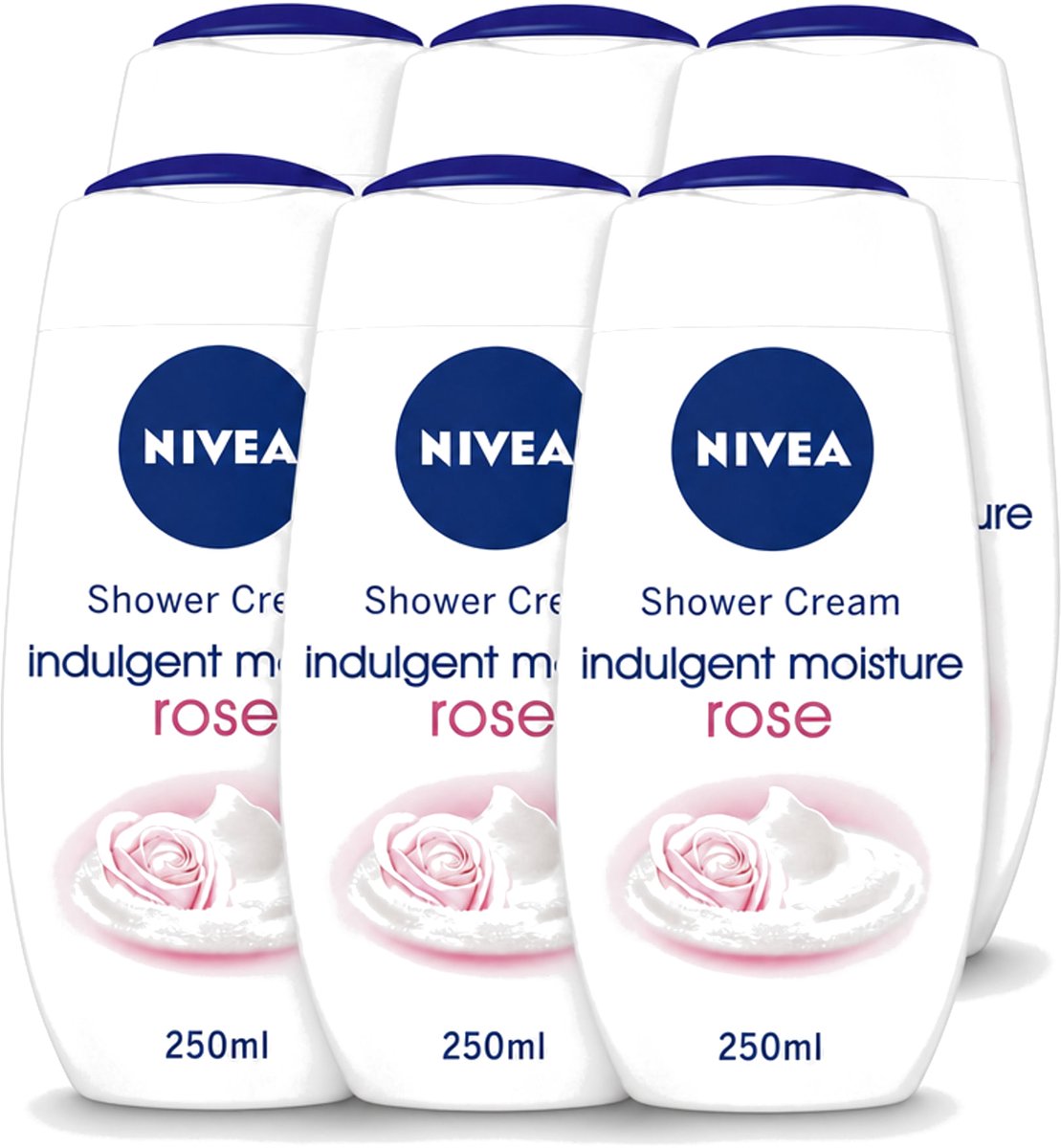 6 x Nivea - Shower Indulgent Moisture Rose Douchecrème - 250 ml - Voordeelverpakking - 6 stuks