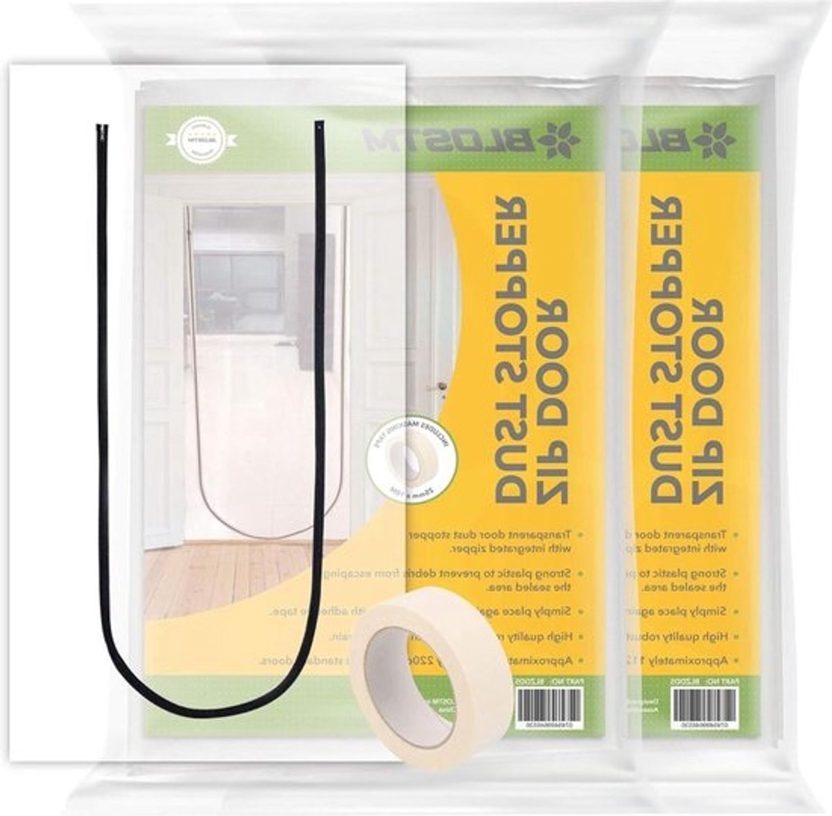 Zip Deur Cover Stofdeur Protector Plastic Deur Gordijn U-vormige Rits - Eenvoudige Installatie - 112cm x 220cm - 2 Pack draft stopper for the door