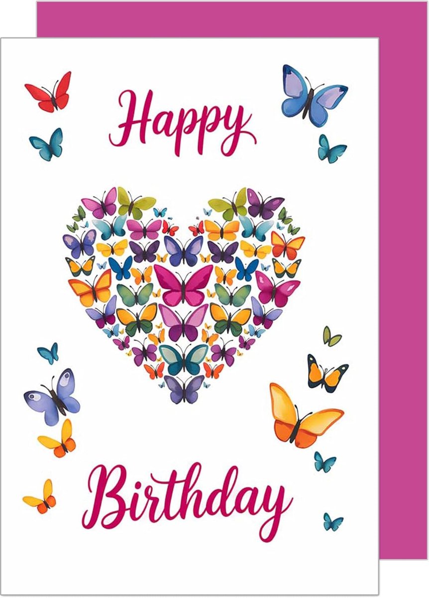 Seidel Premium verjaardagskaart met envelop. Wenskaart wenskaart verjaardag Happy Birthday man vrouw vriend vriendin vlinder (G3773 SW025)