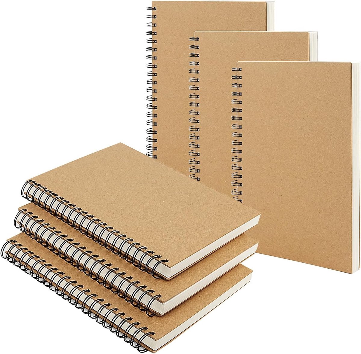 6 Stuks A4 Spiral Schetsboek, 60 Vel/120 Pagina's Tekenblok, 160gsm Landschap Kunst Schetsboek voor Schilderen en Tekenen