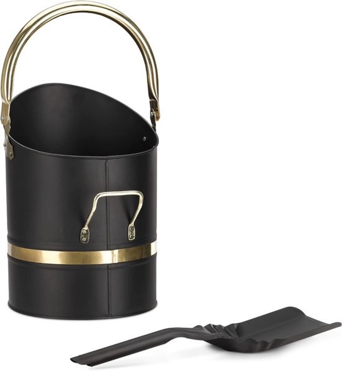 Zwarte As- en Kolenemmer met Schep - Handige Accessoires voor Houtkachel en Open Haard