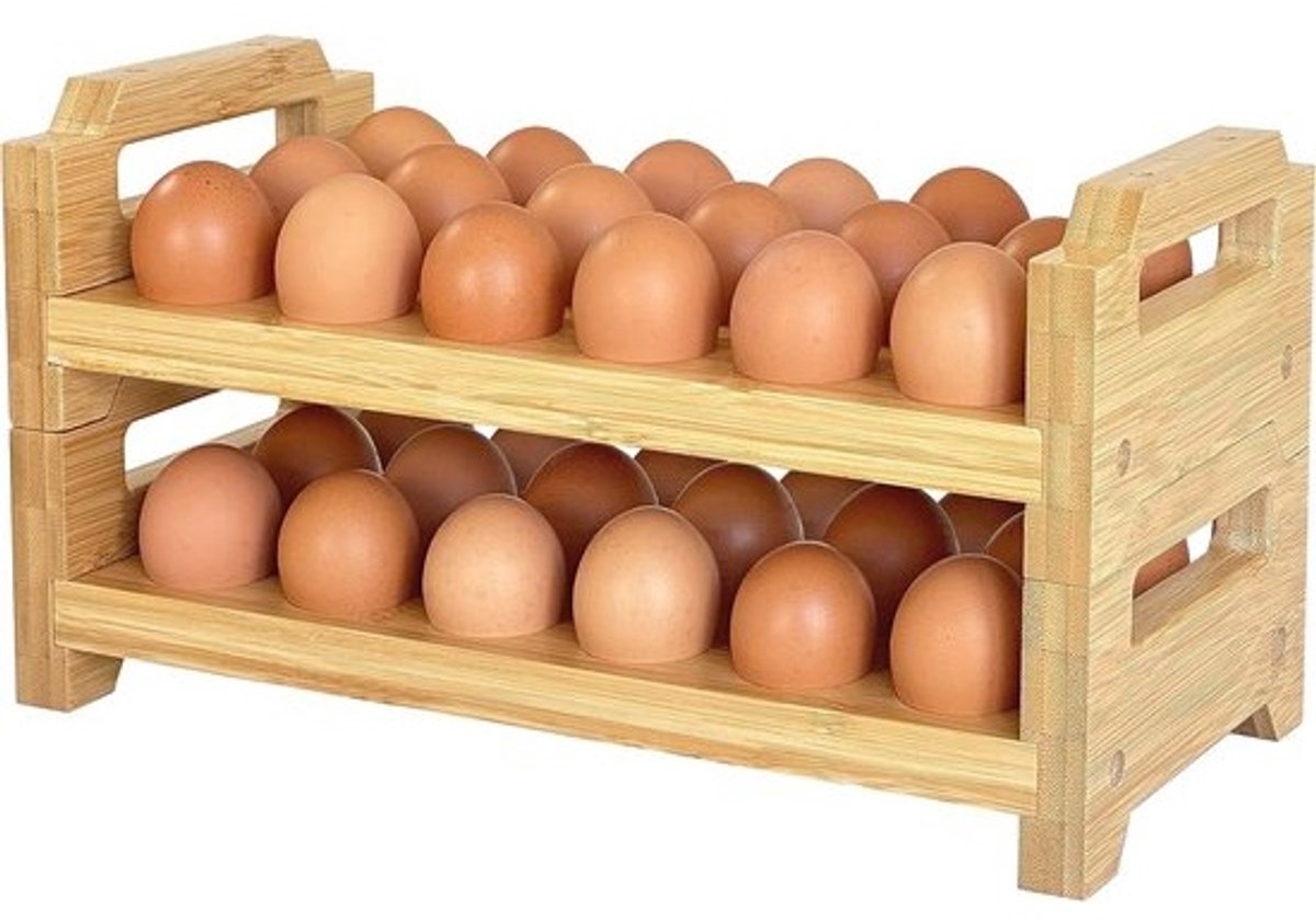 Eierhouder van Bamboe - Stapelbaar Design voor 36 Eieren | Eierschalenopslag en Display Rack | Houten Eierstandaard voor Keukentafel