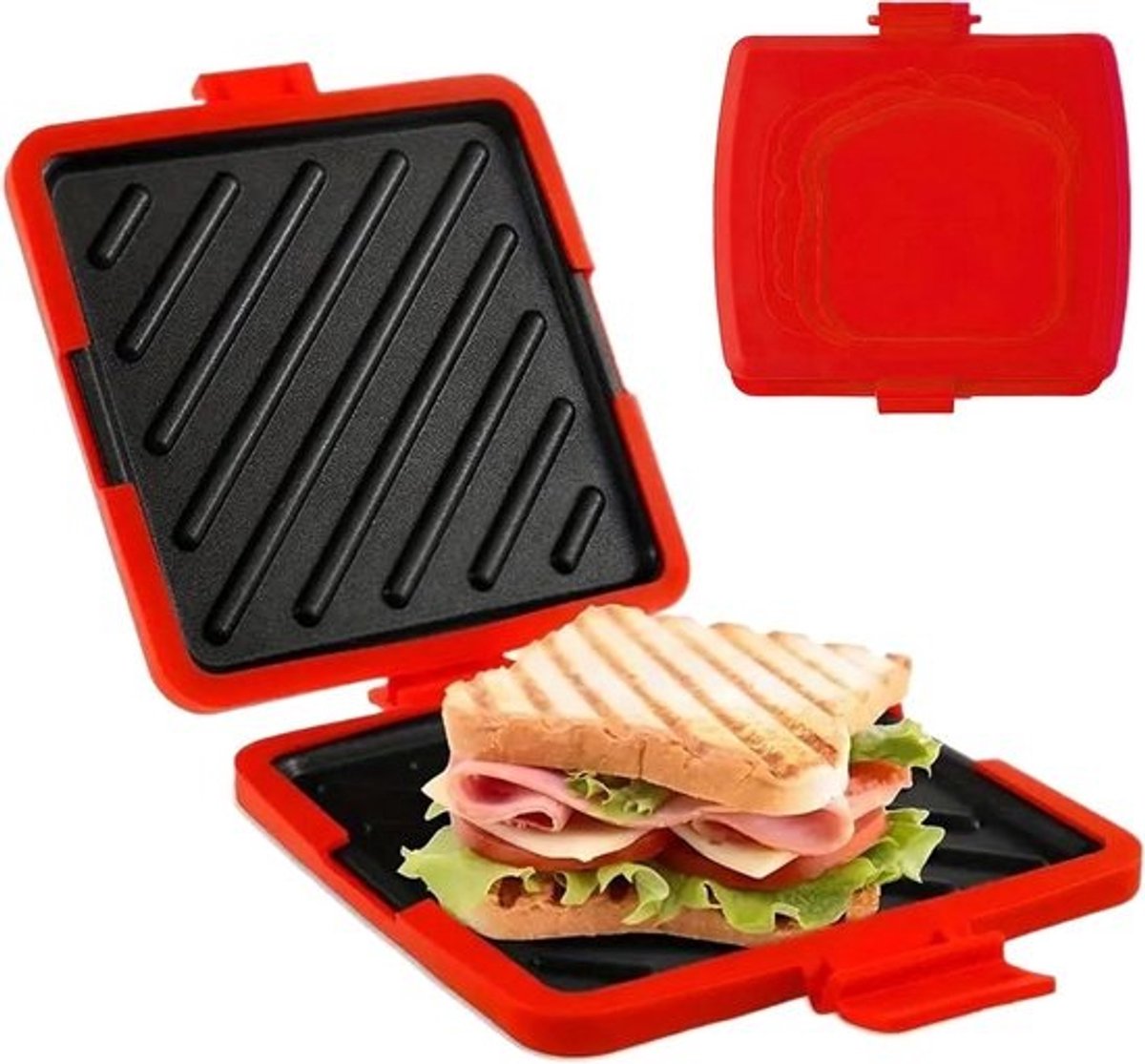 Magnetron Sandwich Maker - Tosti Apparaat - Snel Ontbijt Maken - Food-Grade Siliconen - 16 x 16.5 x 3 cm