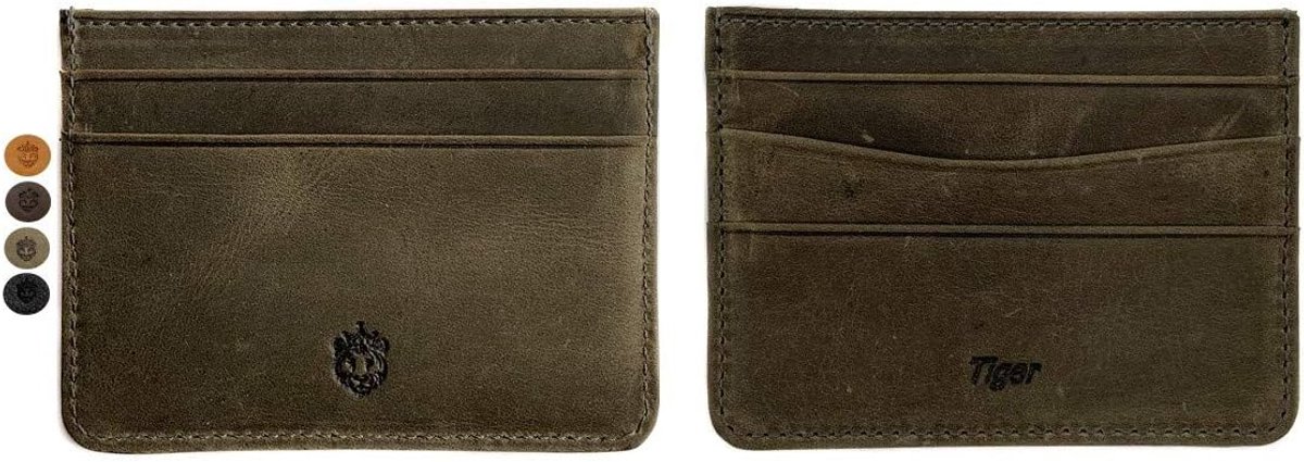 Creditcardhouder slim - vintage leer - voor 5 kaarten met aparte biljettencompartiment - ShopVlot