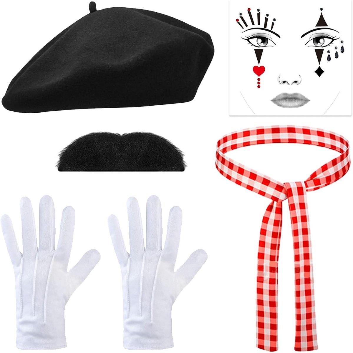 Mime kostuum voor volwassenen - Unisex verkleedkleding voor carnaval, Halloween en themafeesten