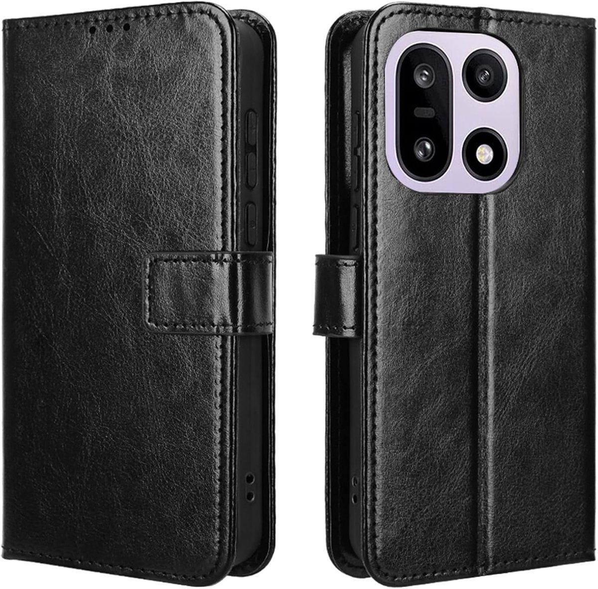 Hoes voor OnePlus 15 5G, beschermhoes, inklapbaar, standfunctie, leer, stootvast, telefoonhoes met magneetsluiting en kaartenvak