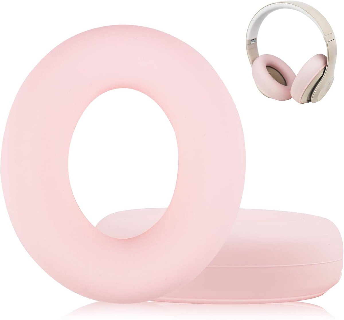 Zweetoorhoezen voor Beats Studio Pro-hoofdtelefoon, siliconen hoofdtelefoonhoezen voor Beats Studio Pro-accessoires, wasbare en zweetbestendige oorkussens hoes - roze
