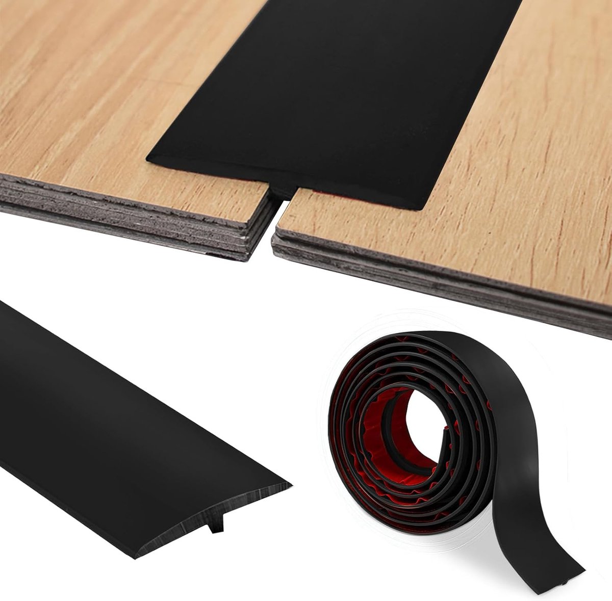 Zelfklevend, T-profiel, overgangslijst, 5 cm x 200 cm, pvc, T-vormige overgangslijst, bodem voor drempels en verbindingsvloeren van laminaatvloertegels