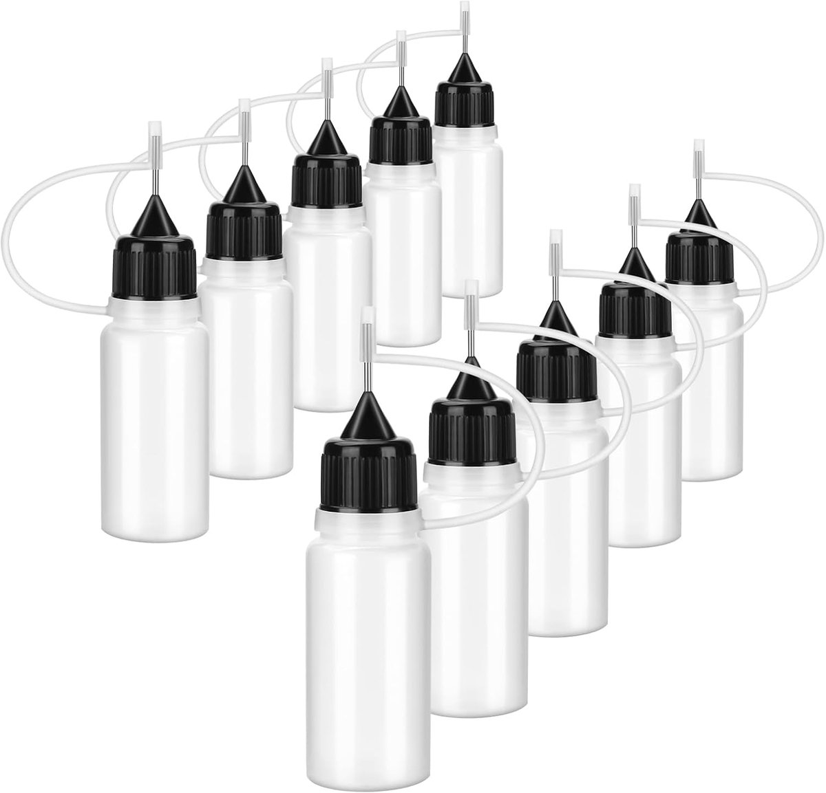10 ml Precision Tip Applicator Bottle, 10 Stuks, Naald Tip, Paint Quilling Craft en Oil, Translucent, Leak-Proof, 10 ml, Kunststof, Herbruikbaar